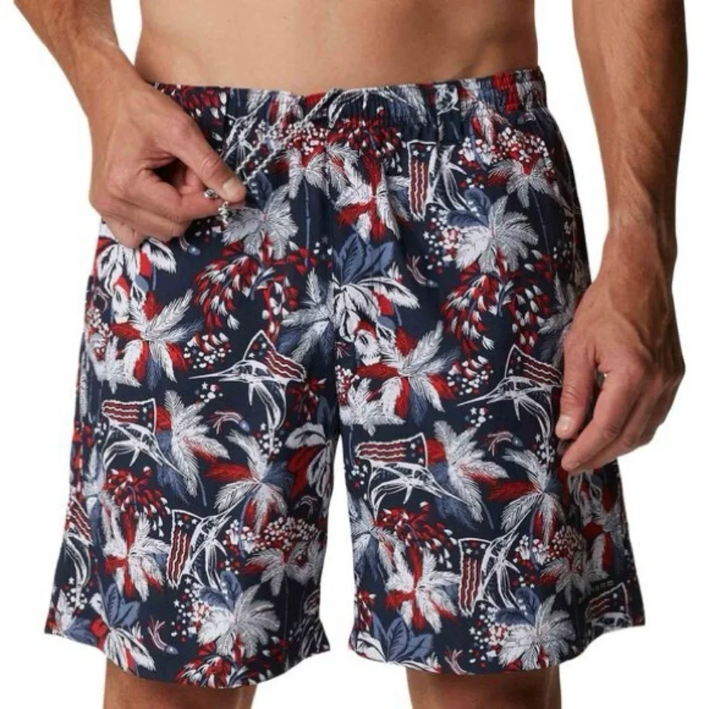 Columbia Men's PFG Super Backcast™ Swim Trunks- Red, Blue, White